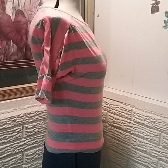 Knitworks Striped Cropped Batwing fitted Tee M - Picture 3 of 8